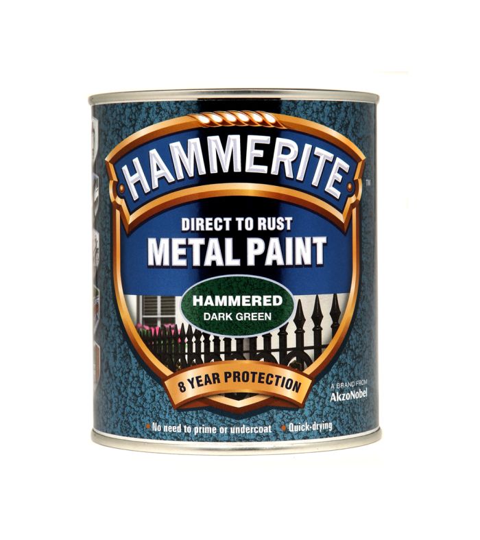 Hammerite Direct To Rust Metal Paint 750ml in hammered dark green