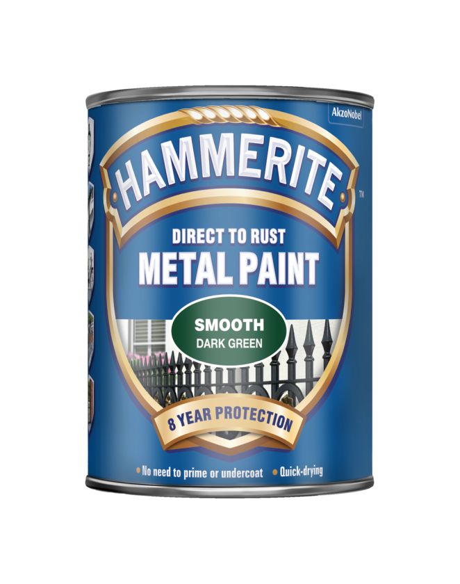 Hammerite Direct To Rust Metal Paint 750ml Smooth Dark Green tin