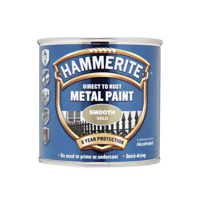 Hammerite Direct To Rust Metal Paint 250ml in smooth gold