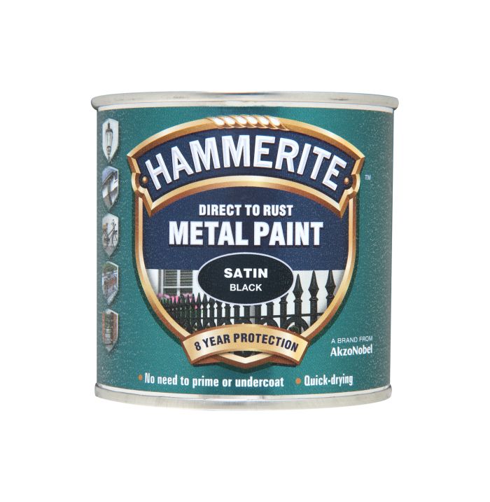 Hammerite Direct To Rust Metal Paint 250ml Satin Black
