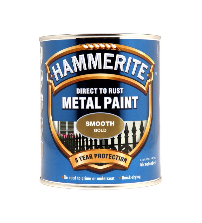 Hammerite Direct To Rust Metal Paint 750ml Smooth Gold