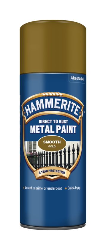 Hammerite Direct To Rust 400ml Aerosol Smooth Gold Metal Paint
