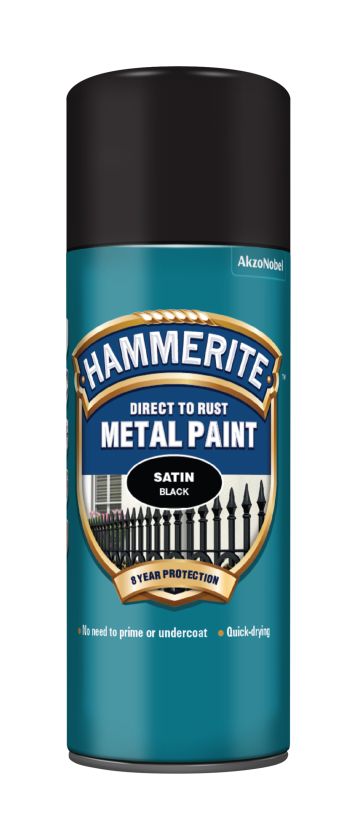 Hammerite Direct To Rust Aerosol 400ml spray paint in satin black