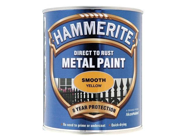 Hammerite Direct To Rust Metal Paint - Smooth Yellow - 750ml