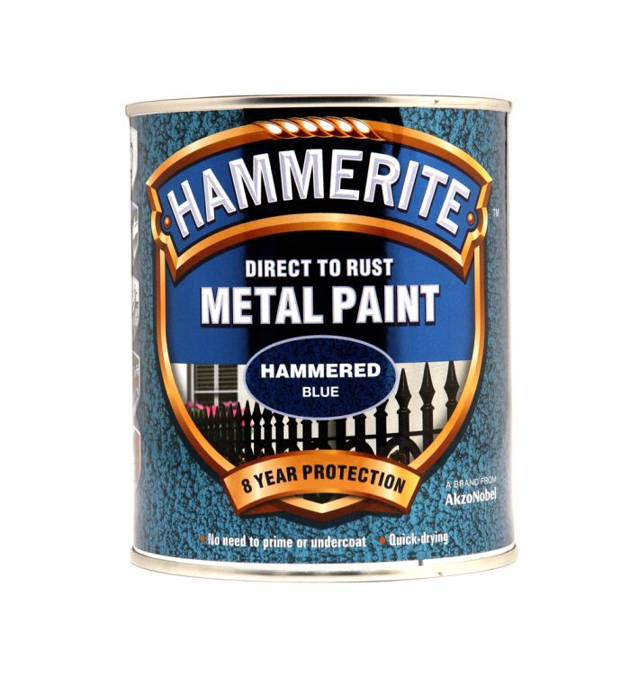 Hammerite Direct To Rust Metal Paint - Hammered Blue - 750ml