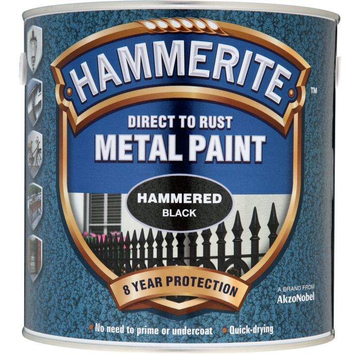 Hammerite Direct To Rust Metal Paint 2.5L in Hammered Black