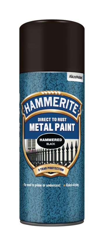 Hammerite Direct To Rust Aerosol - Hammered Black - 400ml