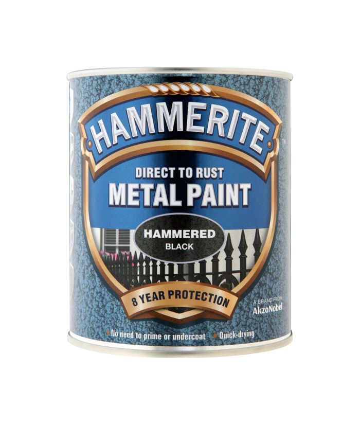 Hammerite Direct To Rust Metal Paint - Hammered Black - 750ml