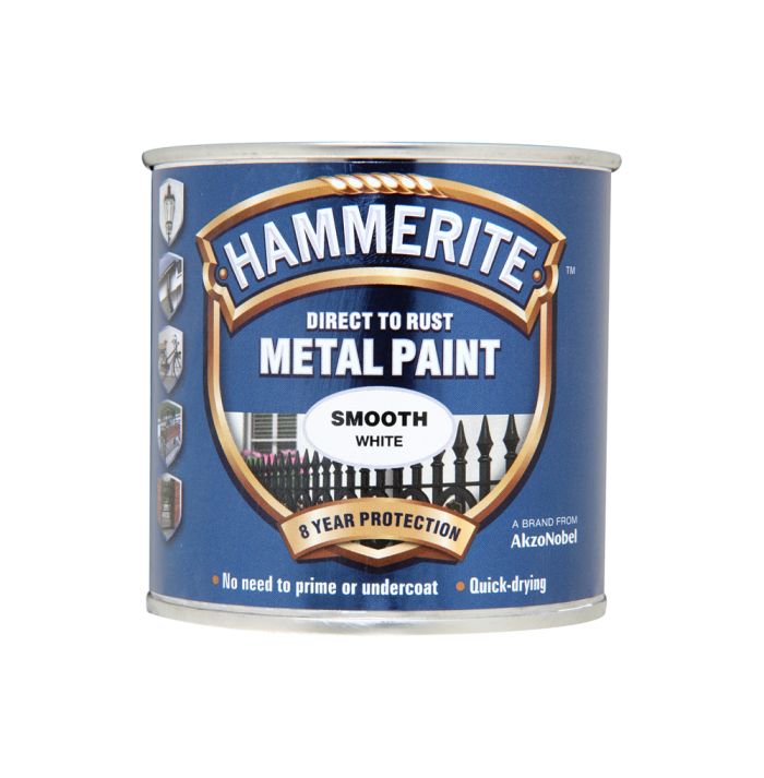 Hammerite Direct To Rust Metal Paint 250ml in smooth white
