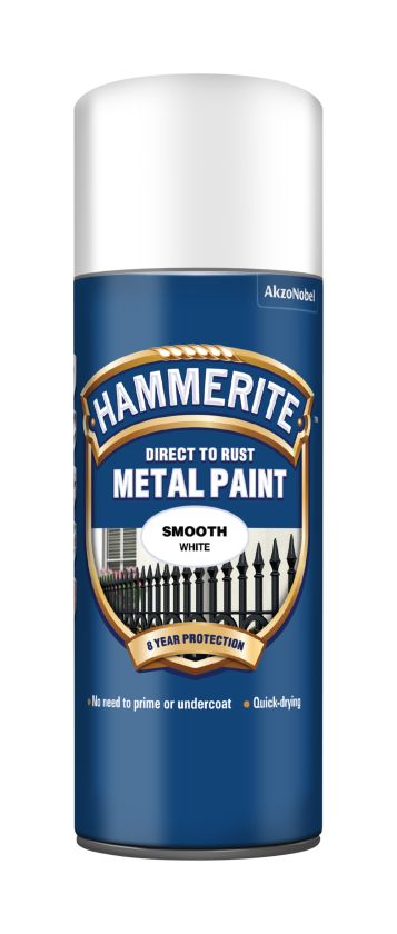 Hammerite Direct To Rust 400ml aerosol spray paint in smooth white