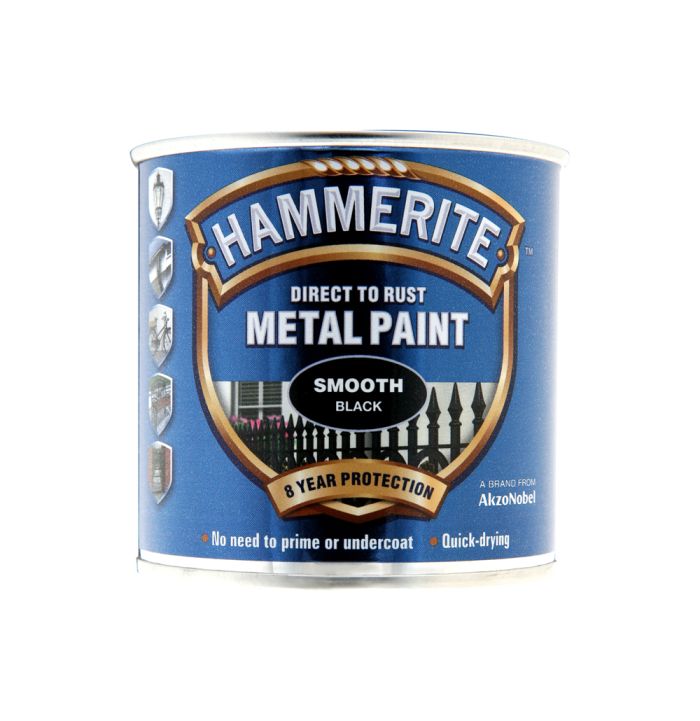 Hammerite Direct To Rust Metal Paint 250ml in smooth black