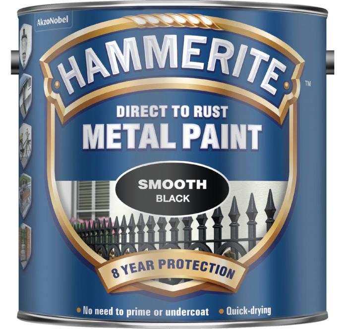 Hammerite Direct To Rust Metal Paint 2.5L in Smooth Black