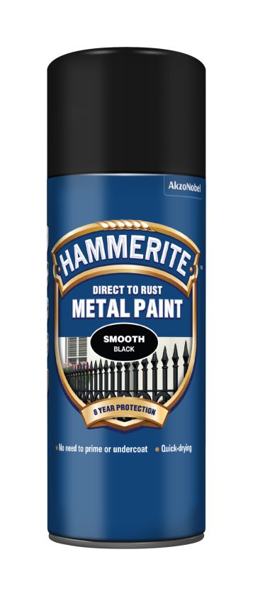 Hammerite Direct To Rust Aerosol 400ml spray paint in smooth black