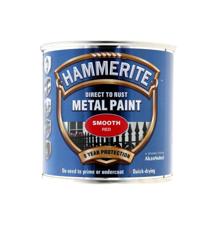 Hammerite Direct To Rust Metal Paint 250ml tin in smooth red