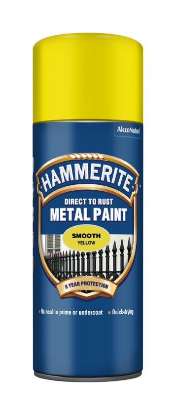Hammerite Direct To Rust Aerosol 400ml Smooth Yellow spray paint