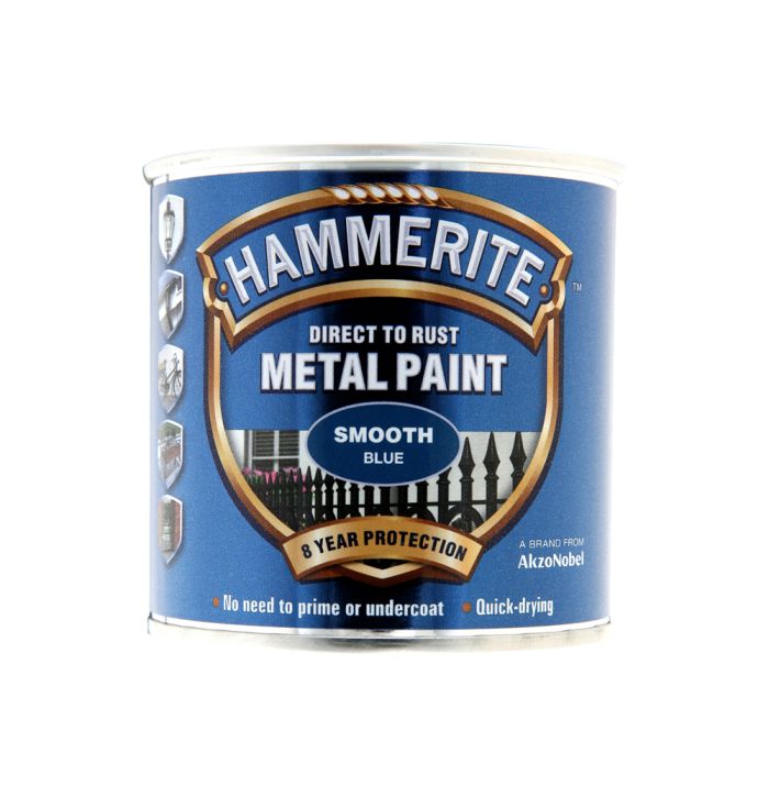Hammerite Direct To Rust Metal Paint 250ml tin in smooth blue