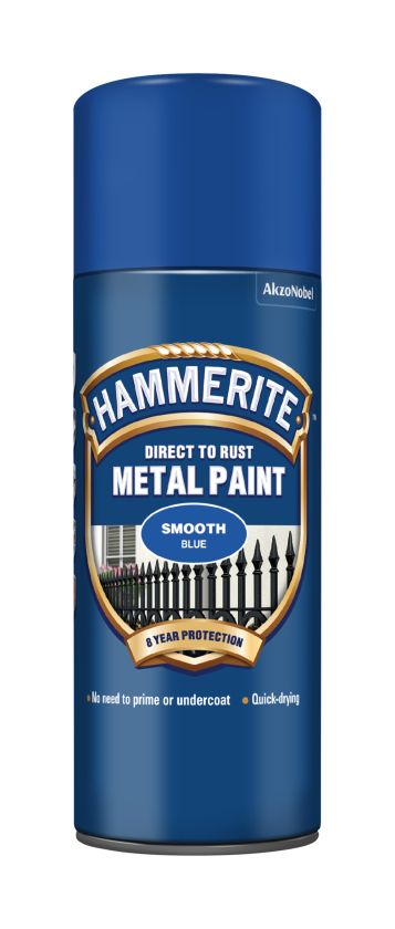 Hammerite Direct To Rust 400ml aerosol spray paint in smooth blue