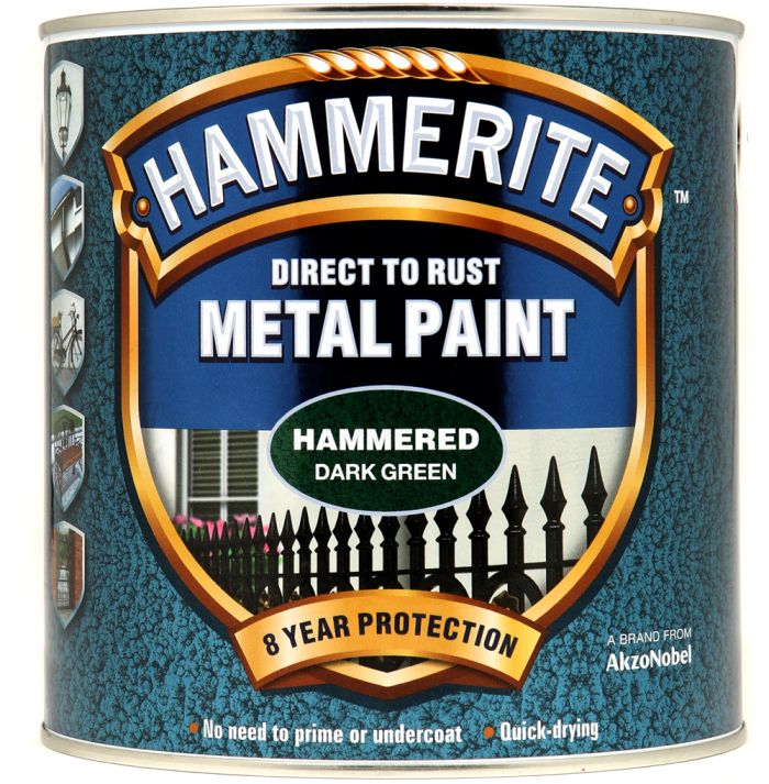 Hammerite Direct To Rust Metal Paint 2.5L in Hammered Dark Green