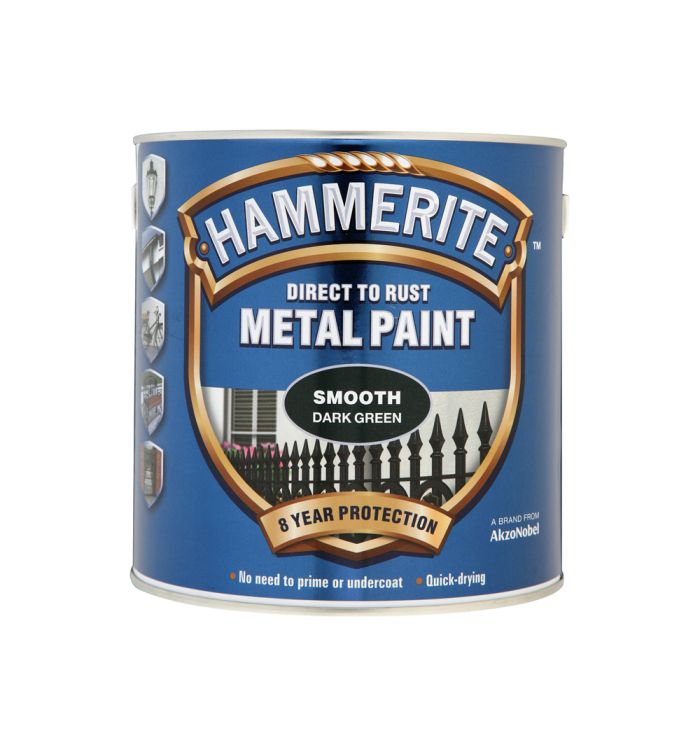 Hammerite Direct To Rust Metal Paint Smooth Dark Green 250ml