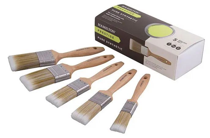 Hamilton Prestige Pure Synthetic Brushes 5 Box Set with flat head and stainless steel ferrules