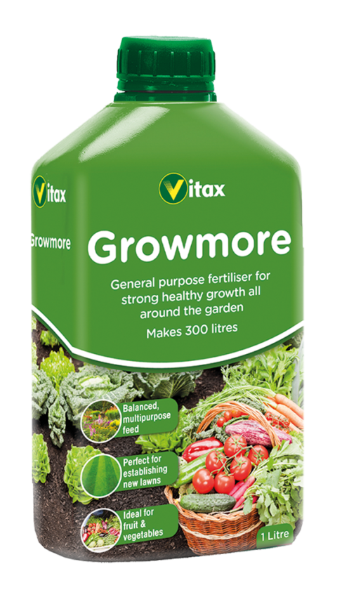 Vitax Liquid Growmore 1L balanced all-round plant feed bottle