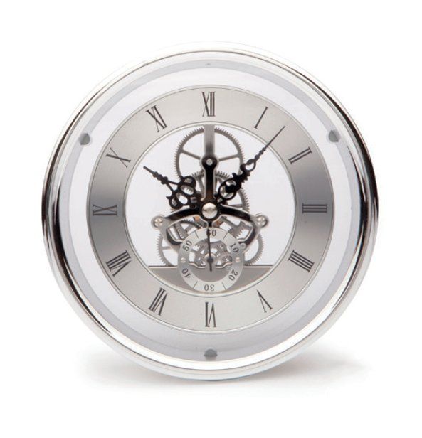 Turners Retreat SKMVTS 150mm skeleton clock in silver
