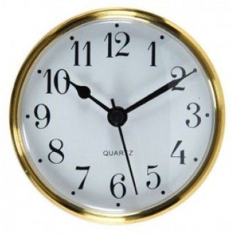 Turners Retreat TPC70AW 70mm Arabic Numbers Clock Insert in white with a gold rim