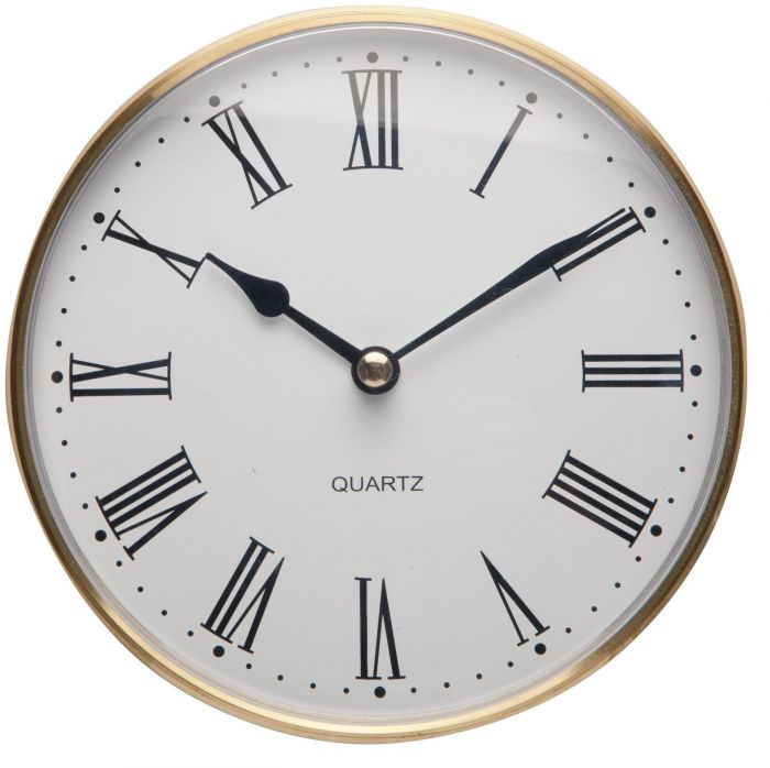 Turners Retreat TPC70W 70mm white Roman numerals clock insert with gold rim