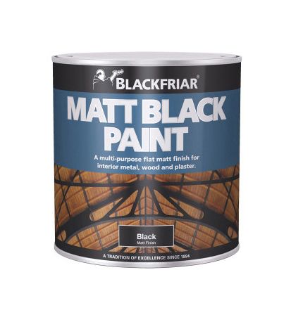 Blackfriar Matt Black Paint 1L interior wood metal and plaster coating with a non-reflective dead black matt finish