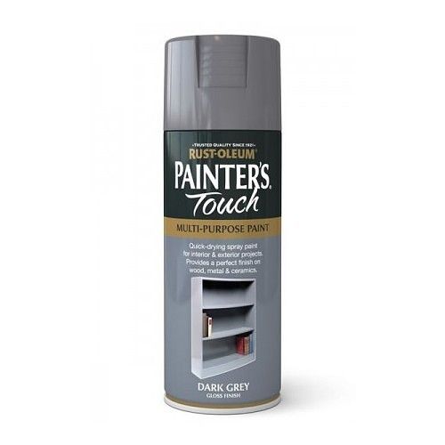 Rust-Oleum Painters Touch Gloss Spray Paint Dark Grey 400ml aerosol