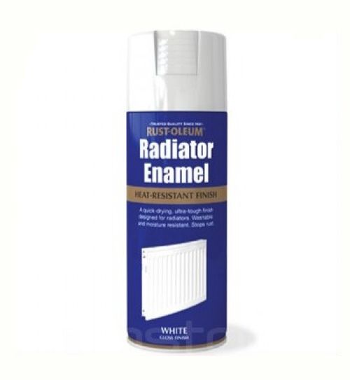 Rust-Oleum Radiator Enamel Gloss Spray Paint in White, 400ml aerosol