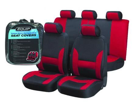 Equip ERS002 Premium Sports Seat Cover Set in red and black