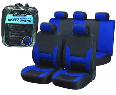 Equip EBL002 Premium Sports Seat Cover Set in Blue & Black