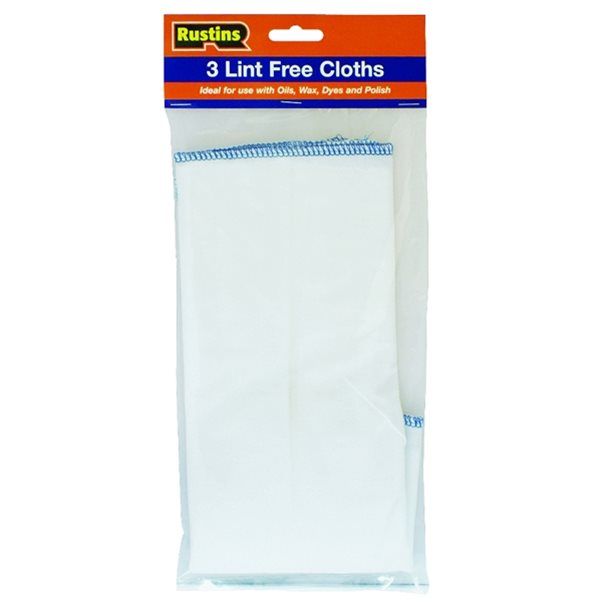 Rustins pack of 3 lint free cloths, measuring 300mm x 300mm