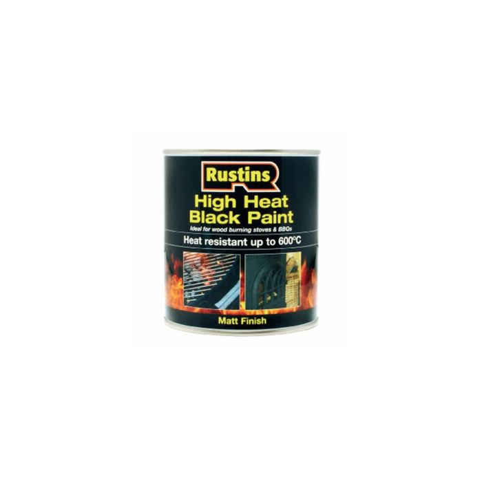 Rustins High Heat Black Paint Matt 250ml tin