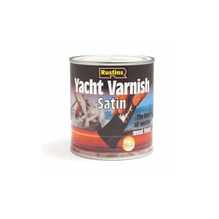 Rustins Yacht Varnish Satin 500ml wood care varnish with a satin finish