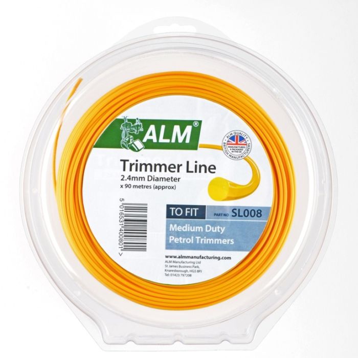 ALM SL008 medium-duty petrol trimmer line 2.4mm x 90m in yellow