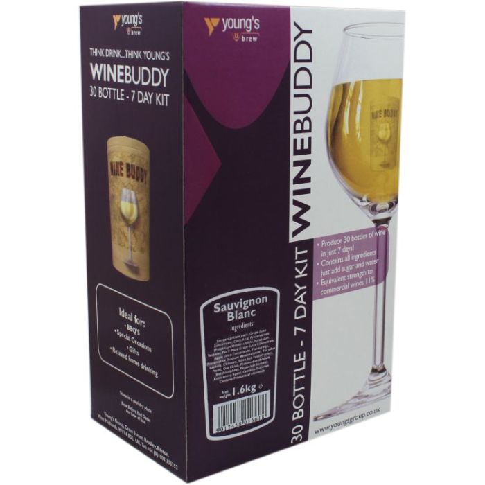 Youngs Wine Buddy Sauvignon Blanc Wine Making Kit 30 Bottles