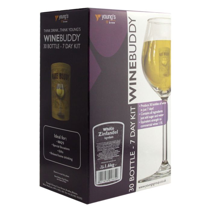 Youngs WineBuddy White Zinfandel Wine Making Kit - 30 Bottles, pink