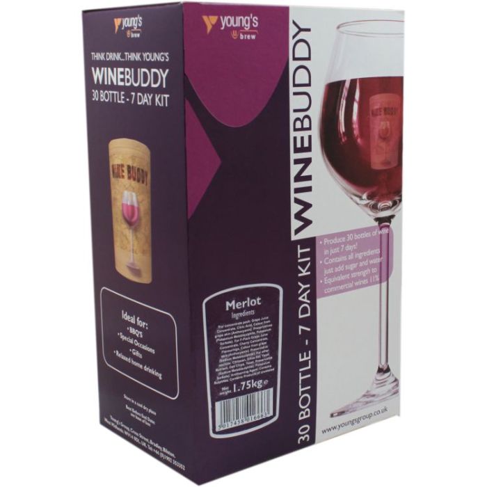 Youngs Wine Buddy Merlot Wine Making Kit for 30 bottles