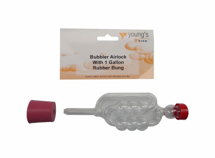 Youngs Bubbler Airlock With 1 Gallon Rubber Bung