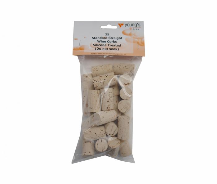 Youngs Standard Straight Wine Corks Silicone Treated Pack of 30