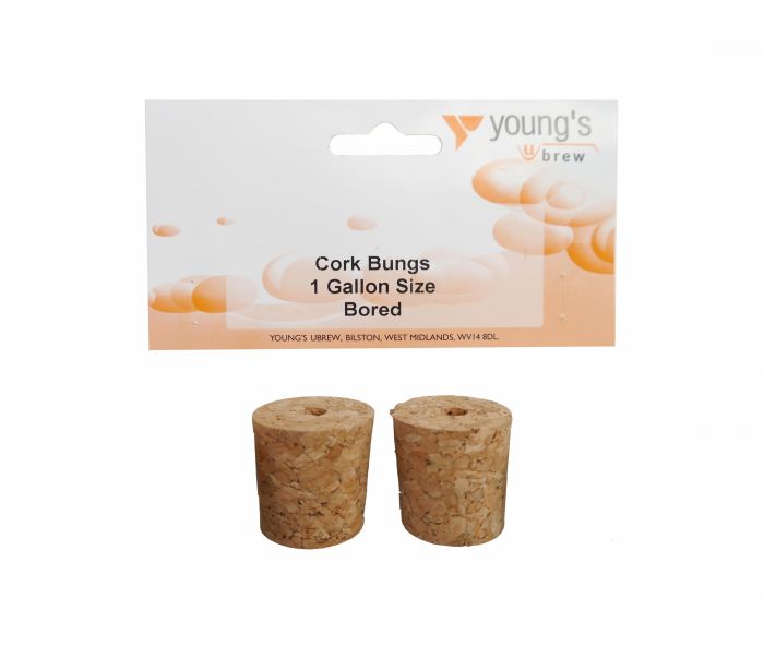 Youngs bored cork bungs for 1 gallon containers, pack of 2