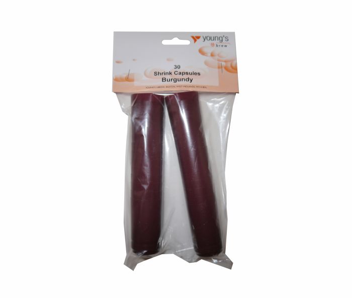 Youngs Shrink Caps, Burgundy, Pack of 30