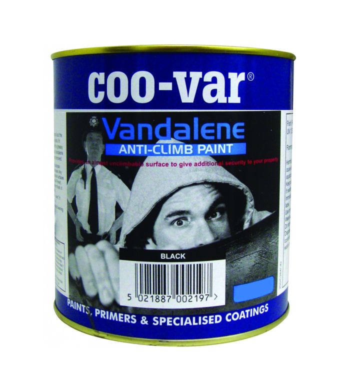 Coo-Var Vandalene Anti Climb Paint in Black, 2kg specialist semi matt security paint