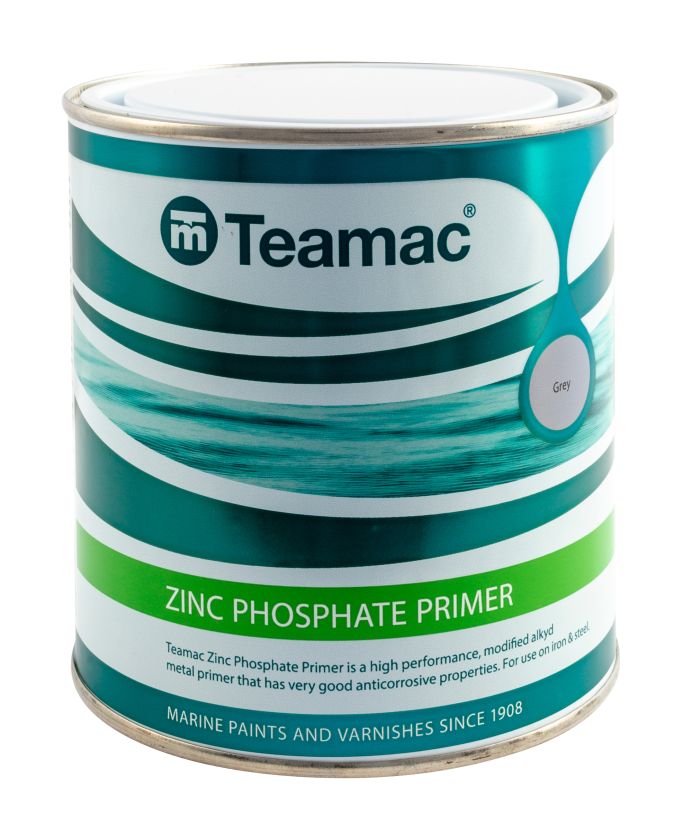Teamac Zinc Phosphate Primer Grey 2.5L anti-corrosive metal paint with semi-matt finish