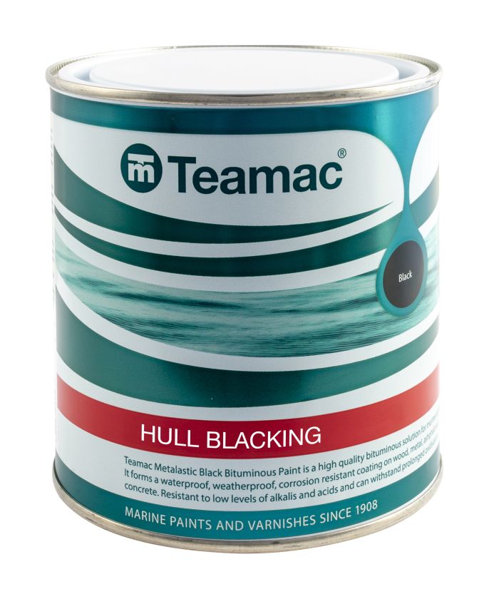 Teamac Hull Blacking 2.5l specialist bitumen paint with off gloss finish