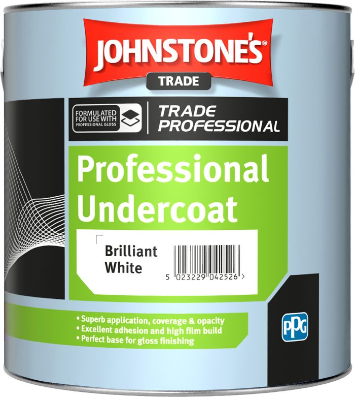 Johnstone's Trade Professional Undercoat 2.5L Brilliant White solvent-based interior and exterior paint