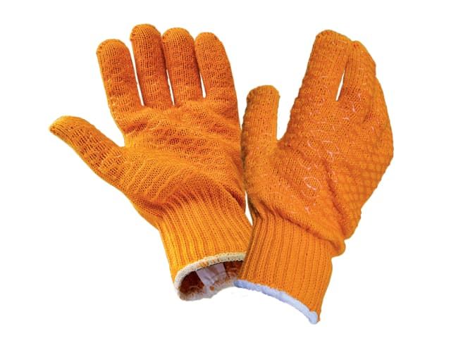 Scan Glove Gripper One Size knitted cotton glove with criss cross latex webbing