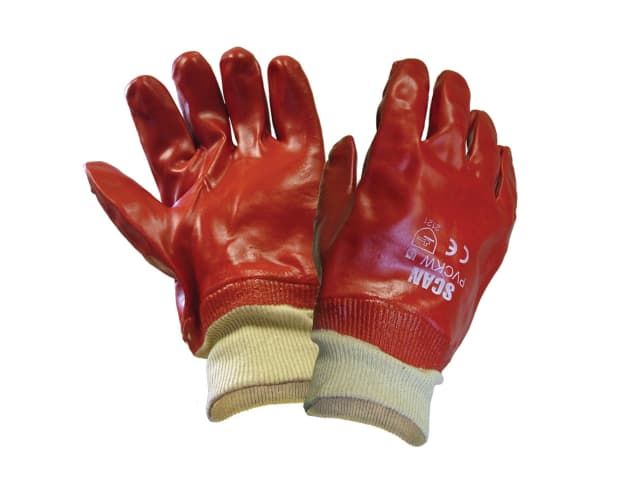 Scan PVC Knitwrist Gloves - Large Size 9